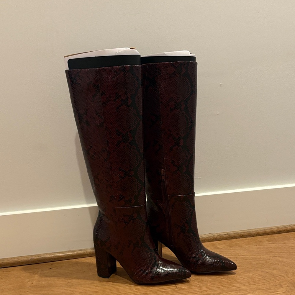 Burgundy Knee-High Boots